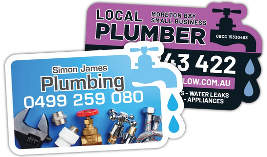 A Pair of Diagonal Shaped Business Card Fridge Magnets in 90mm x 58mm size