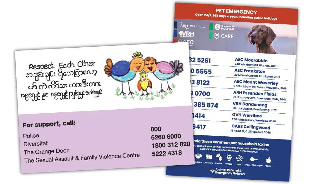 A Pair of Square Corner Handy Number Fridge Magnets at 148mm x 105mm in size