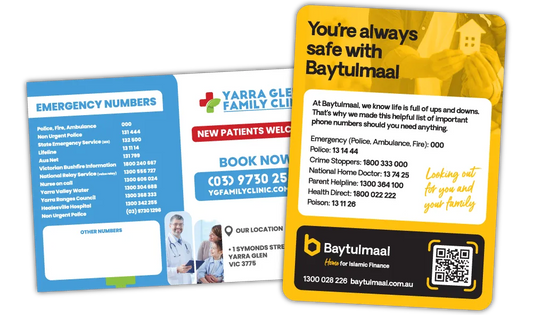 A Square Corner and Rounded Corner Handy Number Fridge Magnet at 148mm x 210mm in size