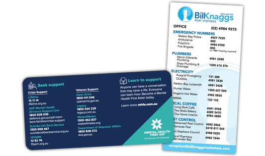 A Square Corner and Rounded Corner Handy Number Fridge Magnet at 75mm x 150mm in size