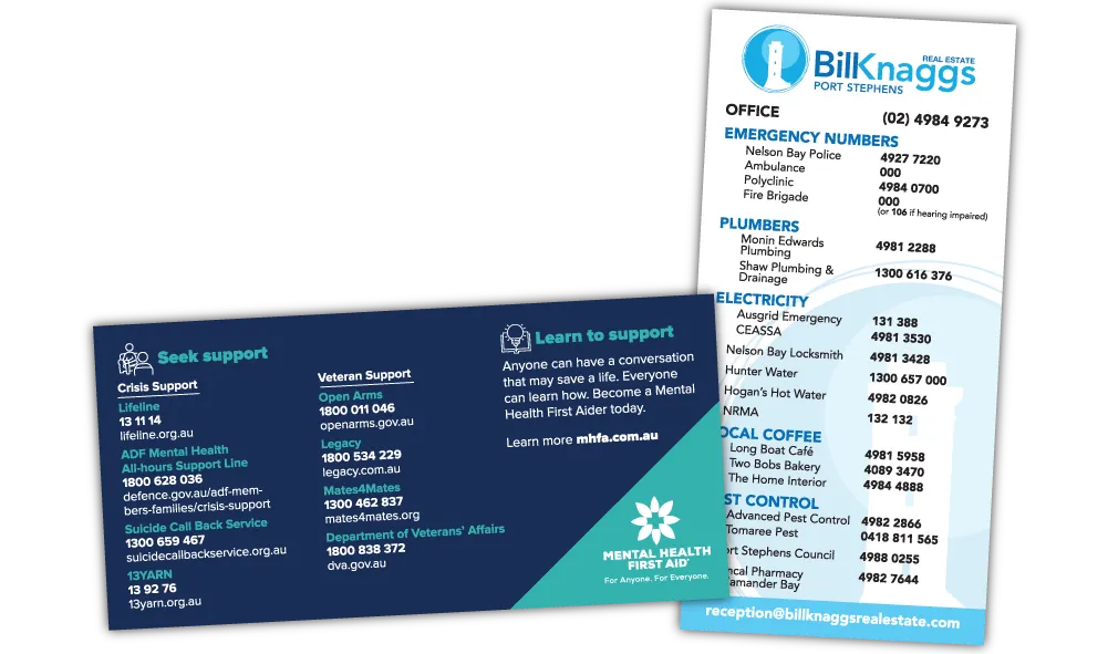 A Pair of Square Corner Handy Number Fridge Magnets at 75mm x 150mm in size