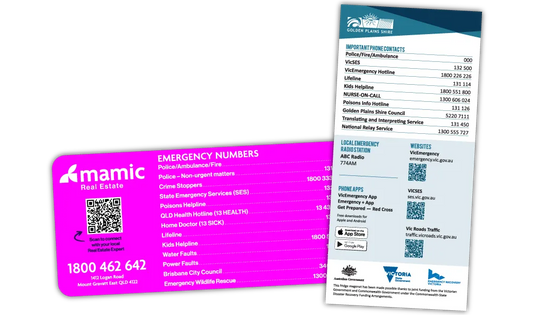 A Square Corner and Rounded Corner Handy Number Fridge Magnet at 99mm x 210mm in size