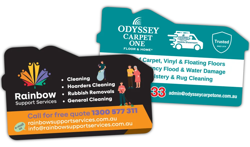 A Pair of Kensington House Shaped Fridge Magnets at 90mm x 55mm in size