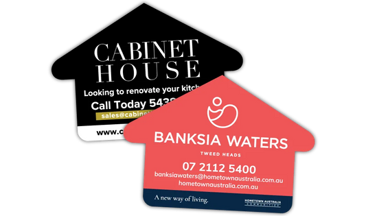 A Pair of Lallybrock House Shaped Fridge Magnets at 88mm x 62mm in size