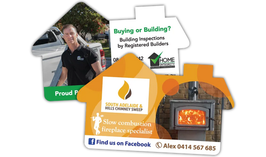 A Pair of Lynnewood House Shaped Fridge Magnets at 120mm x 74mm in size