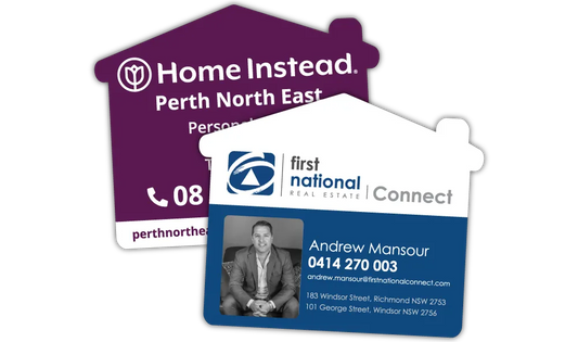 A Pair of Mitchell House Shaped Fridge Magnets at 90mm x 75mm in size