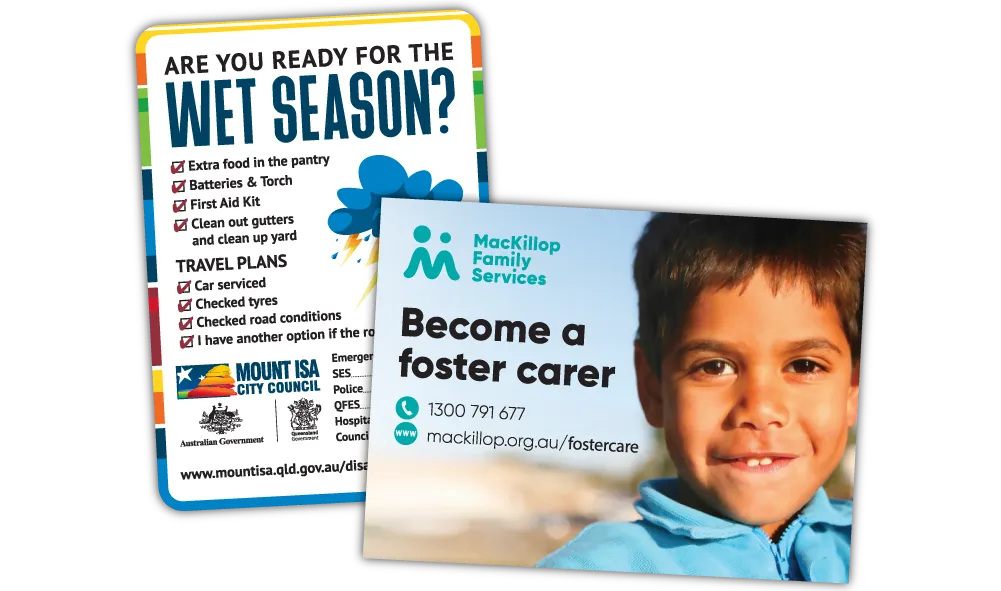 A Square Corner and Rounded Corner Information Fridge Magnet at 100mm x 125mm in size