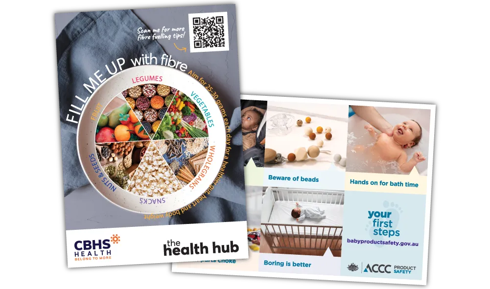 A Pair of Square Corner Information Fridge Magnets at 148mm x 105mm in size