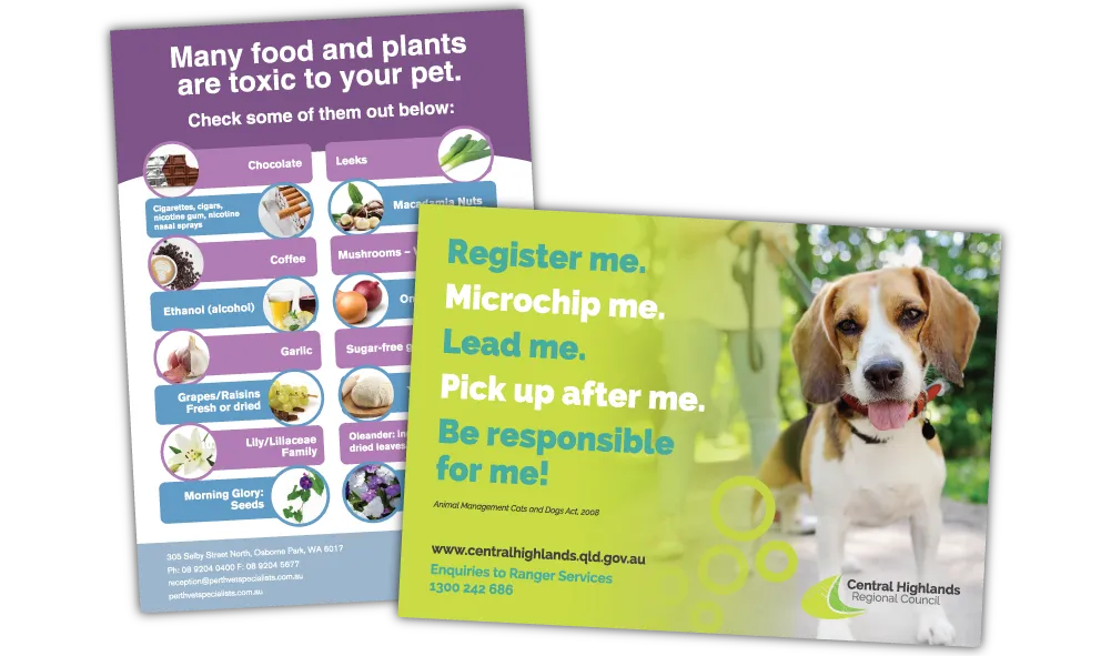 A Pair of Square Corner Information Fridge Magnets at 148mm x 210mm in size