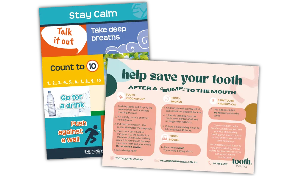 A Pair of Square Corner Information Fridge Magnets at 297mm x 210mm in size