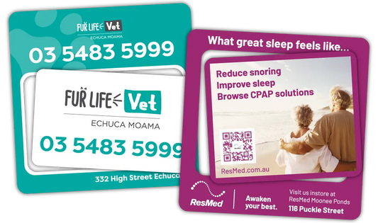 A Pair of Square Promotional Photo Frame Fridge Magnets at 100mm x 100mm in size