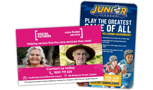 A Square Corner and Rounded Corner Promotional Fridge Magnet at 150mm x 100mm in size