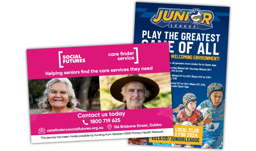 A Pair of Square Corner Promotional Fridge Magnets at 150mm x 100mm in size