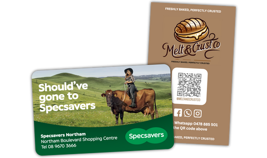 A Square Corner and Rounded Corner Promotional Fridge Magnet at 55mm x 90mm in size