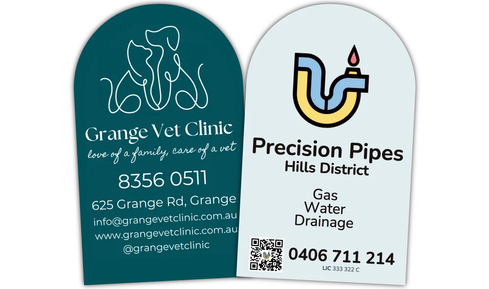 A Pair of Promotional Arch Shaped Fridge Magnets at 90mm x 55mm in size