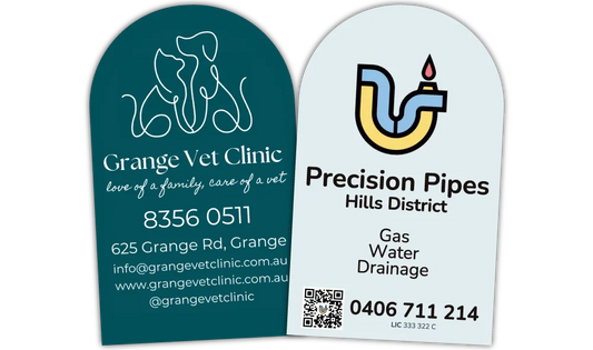 A Pair of Promotional Arch Shaped Fridge Magnets at 90mm x 55mm in size