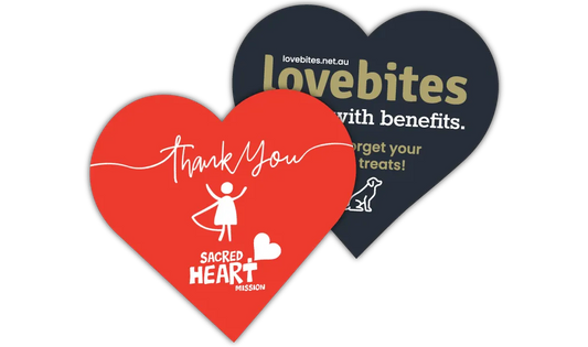 A Pair of Promotional Love Heart Shaped Fridge Magnets at 53mm x 50mm in size